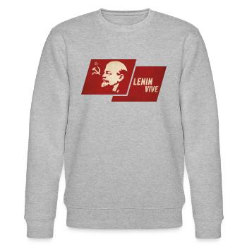 Lenin lebt Flagge - Stanley/Stella Unisex Bio-Sweatshirt CHANGER  - Grau meliert - Vorne - Nik (191cm) & Marisol (170cm)