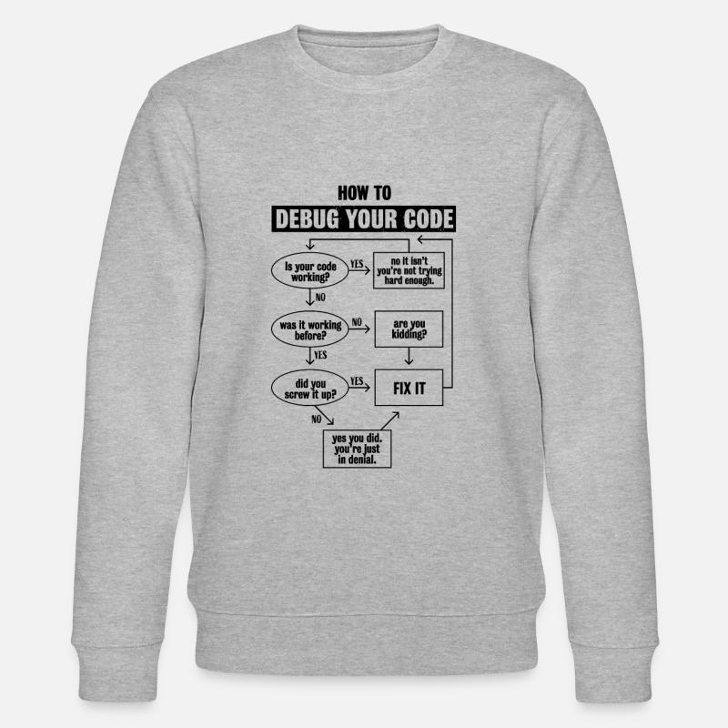 Programmiercode Codierung Lustiges Debug-Geschenk - Stanley/Stella Unisex Bio-Sweatshirt CHANGER  - Grau meliert