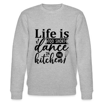 Life Is Too Short Dance In The Kitchen - Stanley/Stella Unisex Bio-Sweatshirt CHANGER  - Grau meliert - Vorne - Nik (191cm) & Marisol (170cm)