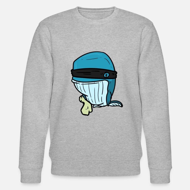 Robber Whale , Räuber Wal - Stanley/Stella Unisex Bio-Sweatshirt CHANGER  - Grau meliert