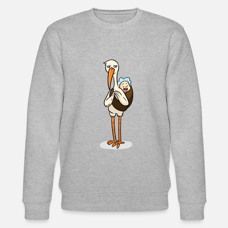 Storch mit Baby - Stanley/Stella Unisex Bio-Sweatshirt CHANGER  - Grau meliert
