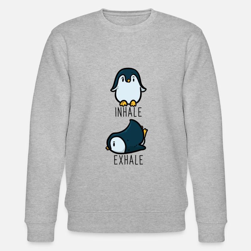Pinguin witzig einatmen ausatmen - Stanley/Stella Unisex Bio-Sweatshirt CHANGER  - Grau meliert
