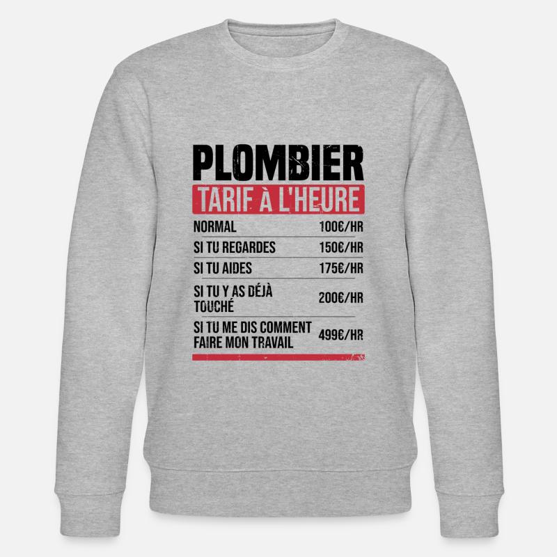 Klempner Stundensatz Humor Geschenkidee - Stanley/Stella Unisex Bio-Sweatshirt CHANGER  - Grau meliert