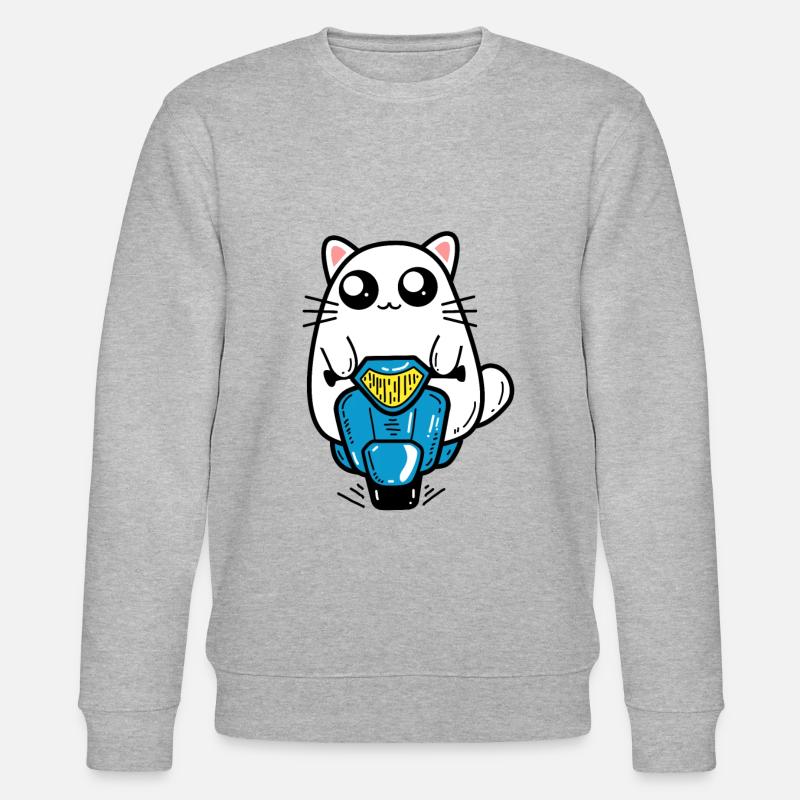 Katze Motorroller - Stanley/Stella Unisex Bio-Sweatshirt CHANGER  - Grau meliert