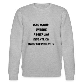 Was macht unsere Regierung - Stanley/Stella Unisex Bio-Sweatshirt CHANGER  - Grau meliert - Vorne - Nik (191cm) & Marisol (170cm)