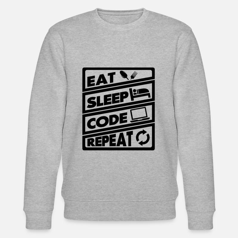 Eat Sleep Code Recurrence | encoder - Stanley/Stella CHANGER Unisex Organic Sweatshirt - heather grey