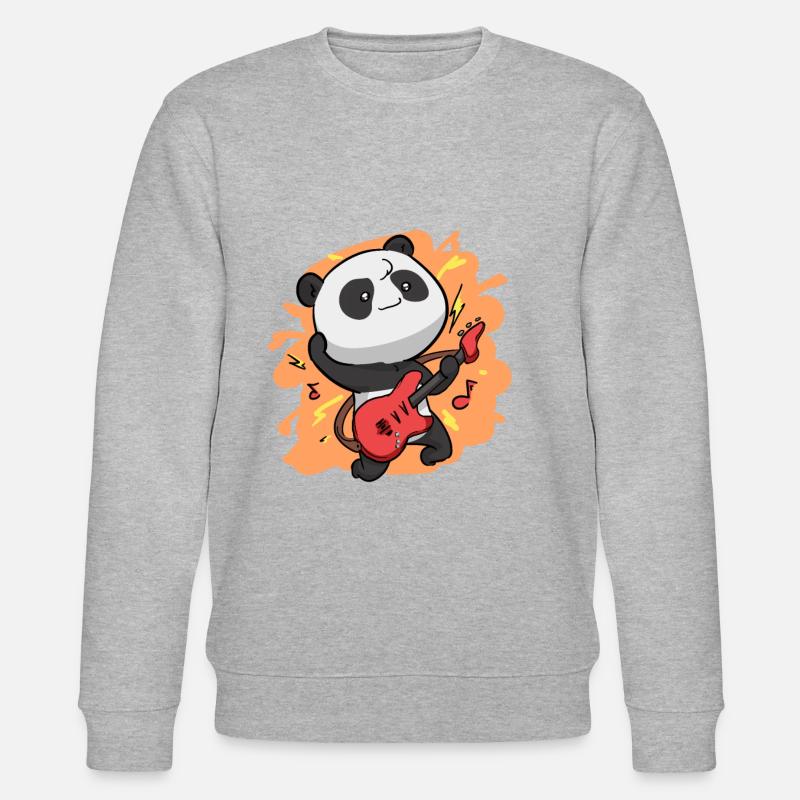 Panda Gitarrist - Stanley/Stella Unisex Bio-Sweatshirt CHANGER  - Grau meliert