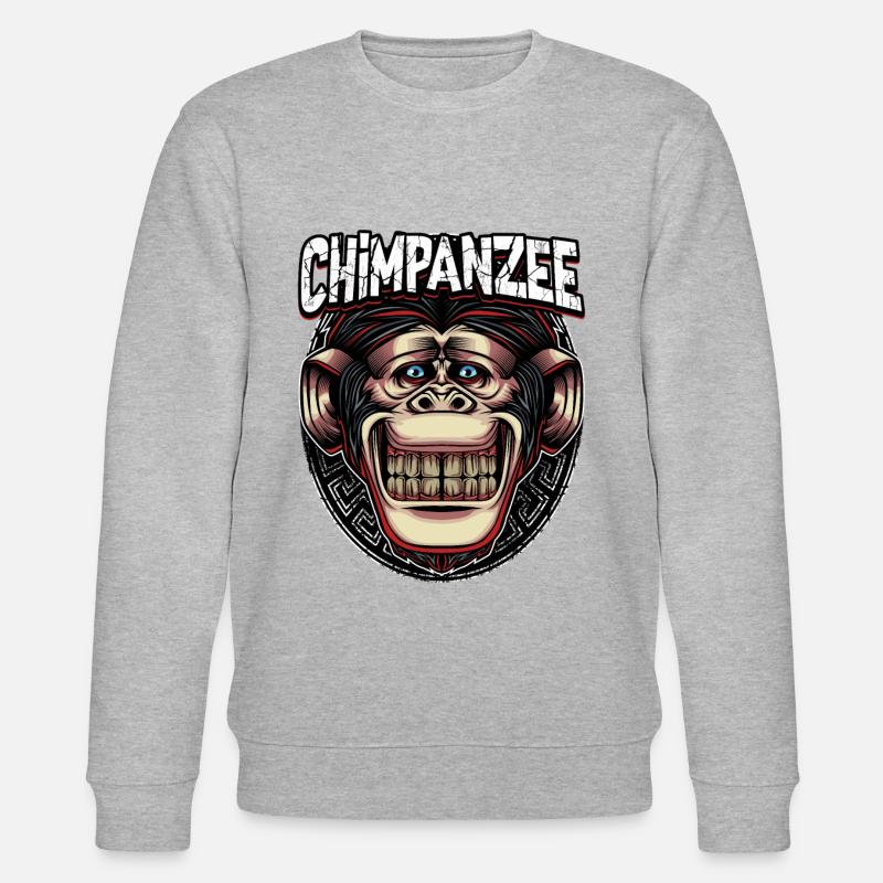 Schimpansen Affe - Stanley/Stella Unisex Bio-Sweatshirt CHANGER  - Grau meliert