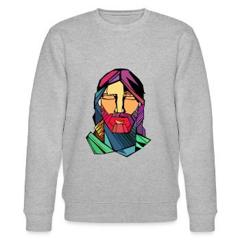Jesus - Stanley/Stella Unisex Bio-Sweatshirt CHANGER  - Grau meliert - Vorne - Nik (191cm) & Marisol (170cm)