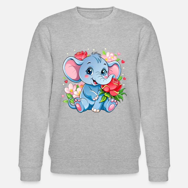 Fleur aimant bébé éléphant - Sweat bio CHANGER Stanley/Stella Unisexe - gris chiné