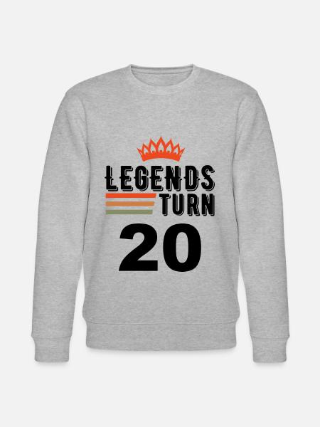 20th birthday, legends turn 20 - Stanley/Stella CHANGER Unisex Organic Sweatshirt - heather grey