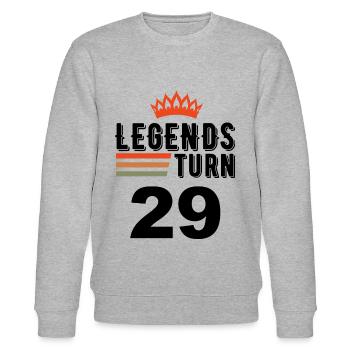 29 Geburtstag, Legenden werden 29 Jahre alt - Stanley/Stella Unisex Bio-Sweatshirt CHANGER  - Grau meliert - Vorne - Nik (191cm) & Marisol (170cm)