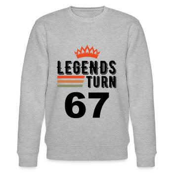 67 Birthday, Legends Are 67 Years Old - Stanley/Stella CHANGER Unisex Organic Sweatshirt - heather grey - Front - Nik (191cm) & Marisol (170cm)