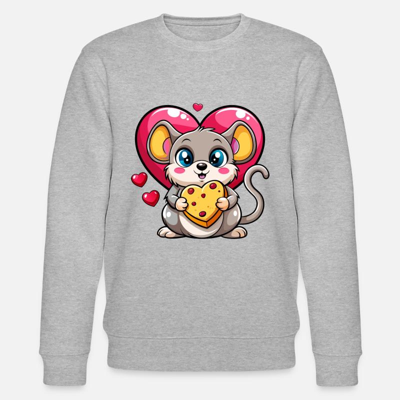 Souris amoureuse du fromage - Sweat bio CHANGER Stanley/Stella Unisexe - gris chiné