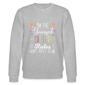 I'm The Youngest Sister Rules Dont Apply To Me - Stanley/Stella Unisex Bio-Sweatshirt CHANGER  - Grau meliert - Vorne - Nik (191cm) & Marisol (170cm)