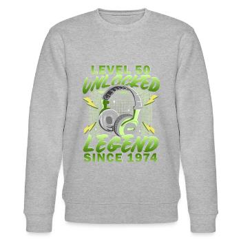Level 50 Unlocked Gamer Zocker 50 Jahre 1974 - Stanley/Stella Unisex Bio-Sweatshirt CHANGER  - Grau meliert - Vorne - Nik (191cm) & Marisol (170cm)