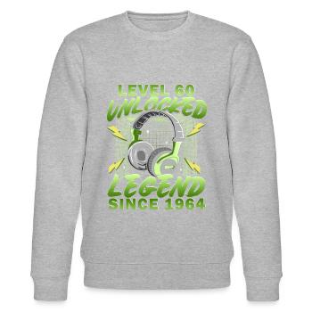 60. Geburtstag Level 60 unlocked 1964 - Stanley/Stella Unisex Bio-Sweatshirt CHANGER  - Grau meliert - Vorne - Nik (191cm) & Marisol (170cm)