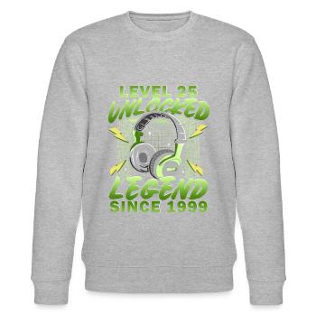 Level 25 Unlocked 25 Jahre Geburtstag 1999 - Stanley/Stella Unisex Bio-Sweatshirt CHANGER  - Grau meliert - Vorne - Nik (191cm) & Marisol (170cm)