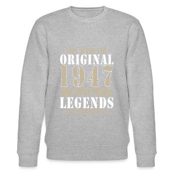 Original 1947 77e anniversaire rétro cadeau - Sweat bio CHANGER Stanley/Stella Unisexe - gris chiné - Devant - Nik (191cm) & Marisol (170cm)
