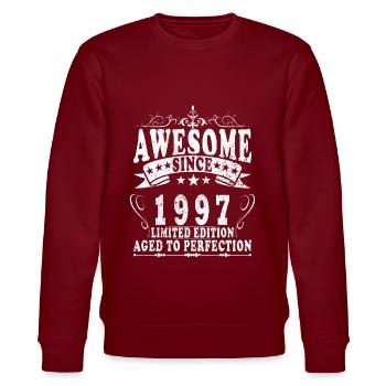 1997 - Jahrgang 1997 - Stanley/Stella Unisex Bio-Sweatshirt CHANGER  - Burgunderrot - Vorne - Nik (191cm) & Marisol (170cm)