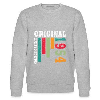 Vintage 1954 Geburtstag Retro 1954 - Stanley/Stella Unisex Bio-Sweatshirt CHANGER  - Grau meliert - Vorne - Nik (191cm) & Marisol (170cm)