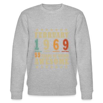 55 ans Année de naissance 1969 Né en février 1969 - Sweat bio CHANGER Stanley/Stella Unisexe - gris chiné - Devant - Nik (191cm) & Marisol (170cm)