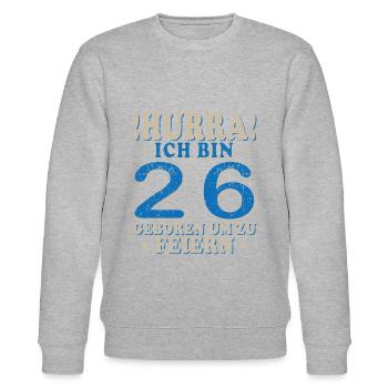 26. Geburtstag 26 Jähriger 26 Jahre - Stanley/Stella Unisex Bio-Sweatshirt CHANGER  - Grau meliert - Vorne - Nik (191cm) & Marisol (170cm)