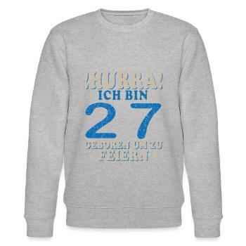 27ter 27 Jahre 27. Geburtstag Geschenk - Stanley/Stella Unisex Bio-Sweatshirt CHANGER  - Grau meliert - Vorne - Nik (191cm) & Marisol (170cm)