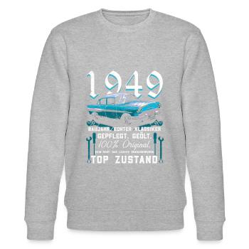 Oldtimer Baujahr 1949 Jahrgang Geburtstag Geschenk - Stanley/Stella Unisex Bio-Sweatshirt CHANGER  - Grau meliert - Vorne - Nik (191cm) & Marisol (170cm)
