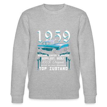 Oldtimer Baujahr 1959 Jahrgang Geburtstag Geschenk - Stanley/Stella Unisex Bio-Sweatshirt CHANGER  - Grau meliert - Vorne - Nik (191cm) & Marisol (170cm)