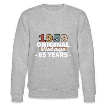 1959 Vintage Geburtstagsgeschenk 1959 Retro - Stanley/Stella Unisex Bio-Sweatshirt CHANGER  - Grau meliert - Vorne - Nik (191cm) & Marisol (170cm)