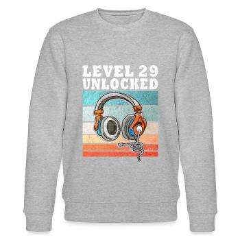 Level 29 Unlocked - Stanley/Stella CHANGER Unisex Organic Sweatshirt - heather grey - Front - Nik (191cm) & Marisol (170cm)