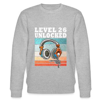 Level 26 Unlocked - Stanley/Stella CHANGER Unisex Organic Sweatshirt - heather grey - Front - Nik (191cm) & Marisol (170cm)