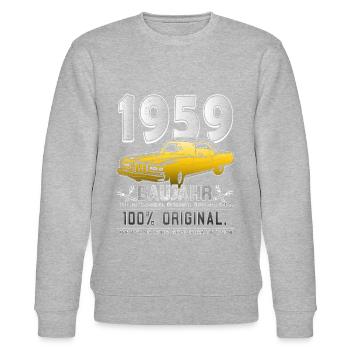Oldtimer Baujahr Jahrgang 1959 Geburtstag Geschenk - Stanley/Stella Unisex Bio-Sweatshirt CHANGER  - Grau meliert - Vorne - Nik (191cm) & Marisol (170cm)