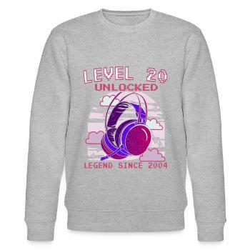20. Geburtstag Level 20 Complete Jahrgang 2004 - Stanley/Stella Unisex Bio-Sweatshirt CHANGER  - Grau meliert - Vorne - Nik (191cm) & Marisol (170cm)