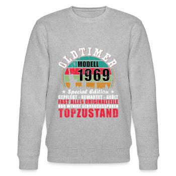 Oldtimer 1969 55. Geburtstag Geschenk Herren - Stanley/Stella Unisex Bio-Sweatshirt CHANGER  - Grau meliert - Vorne - Nik (191cm) & Marisol (170cm)