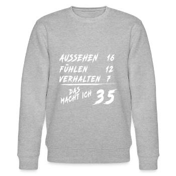35er Geburtstag Spruch | 35. Geburtstag - Stanley/Stella Unisex Bio-Sweatshirt CHANGER  - Grau meliert - Vorne - Nik (191cm) & Marisol (170cm)