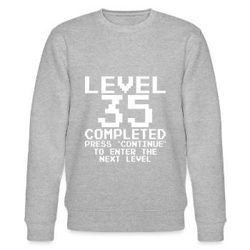 Level 35 Complete Gaming Geburtstag - Stanley/Stella Unisex Bio-Sweatshirt CHANGER  - Grau meliert - Vorne - Nik (191cm) & Marisol (170cm)