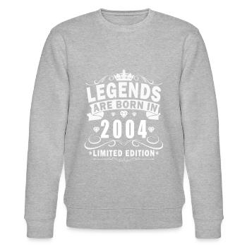 2004 Anniversaire Né En 2004 Rétro Millésime - Sweat bio CHANGER Stanley/Stella Unisexe - gris chiné - Devant - Nik (191cm) & Marisol (170cm)