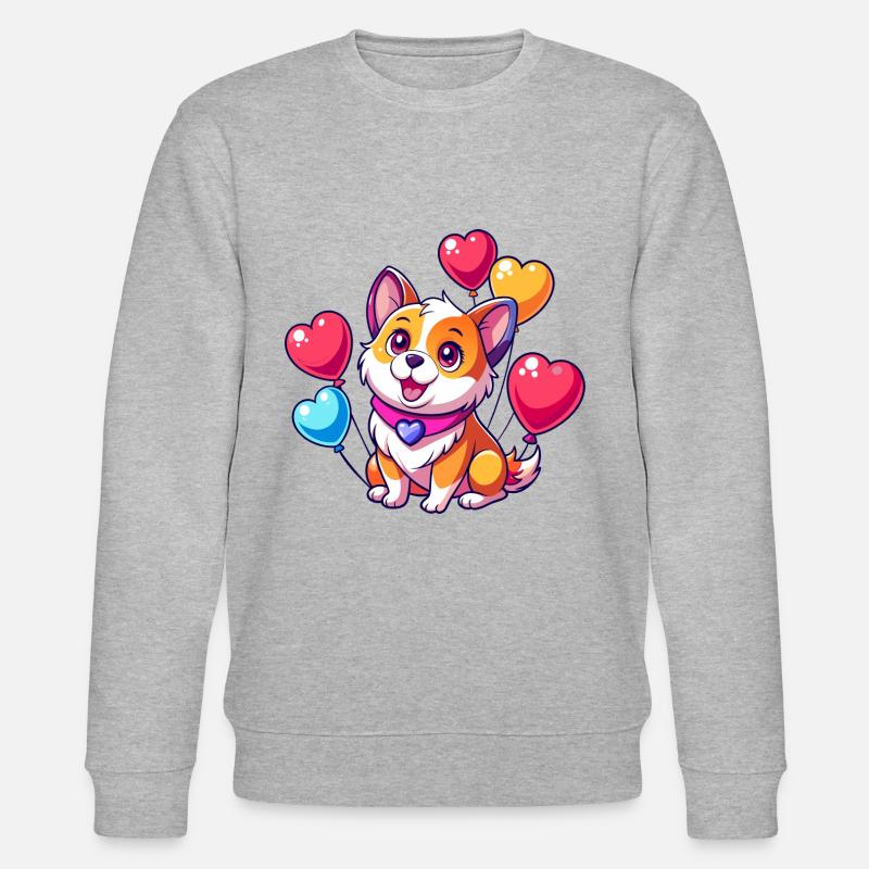 Hund mit bunten Luftballons - Stanley/Stella Unisex Bio-Sweatshirt CHANGER  - Grau meliert
