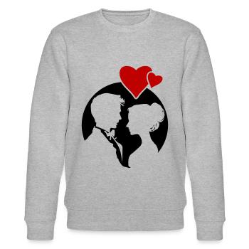 Silhouette de mariage de couple marié - Sweat bio CHANGER Stanley/Stella Unisexe - gris chiné - Devant - Nik (191cm) & Marisol (170cm)