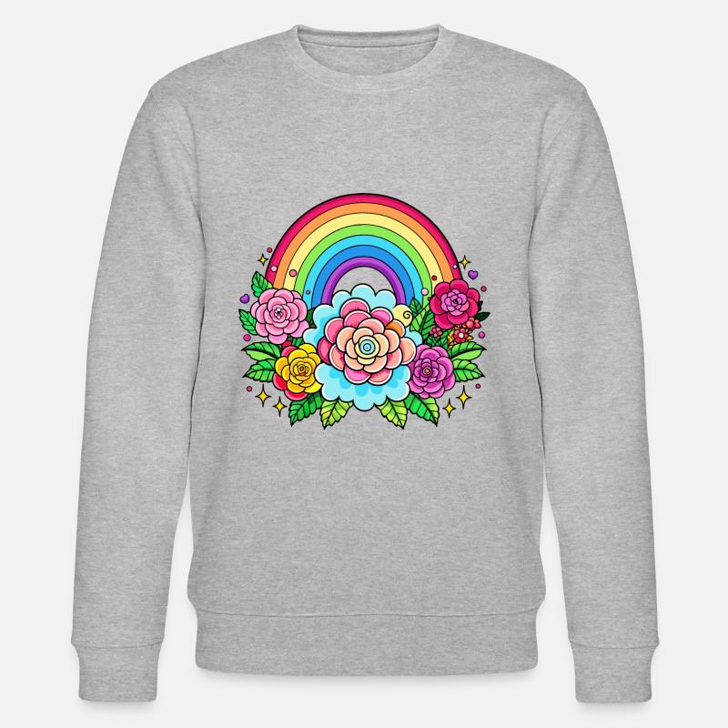 Blumiger Regenbogen - Stanley/Stella Unisex Bio-Sweatshirt CHANGER  - Grau meliert