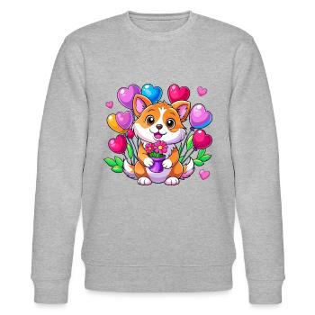 Chien avec des ballons colorés - Sweat bio CHANGER Stanley/Stella Unisexe - gris chiné - Devant - Nik (191cm) & Marisol (170cm)