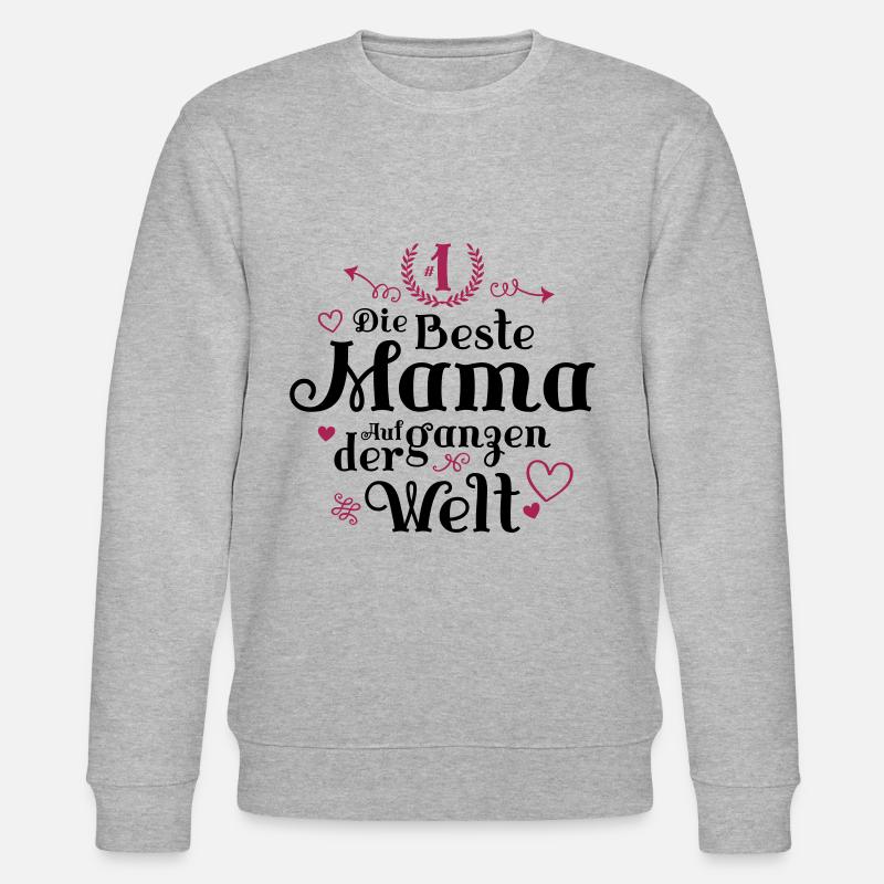 Die Beste Mama Herz Spruch - Stanley/Stella Unisex Bio-Sweatshirt CHANGER  - Grau meliert