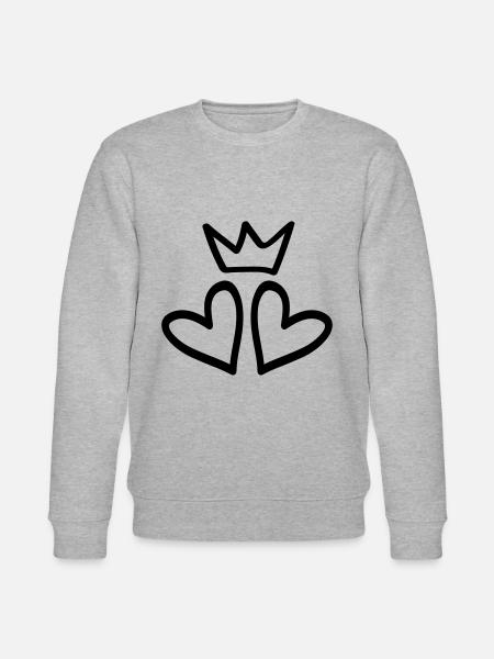 hearts crown heart couples - Stanley/Stella CHANGER Unisex Organic Sweatshirt - heather grey