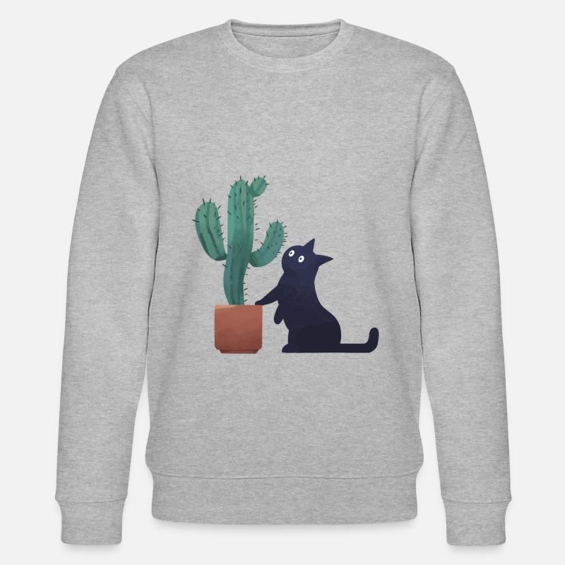Katze kaktus - Stanley/Stella Unisex Bio-Sweatshirt CHANGER  - Grau meliert