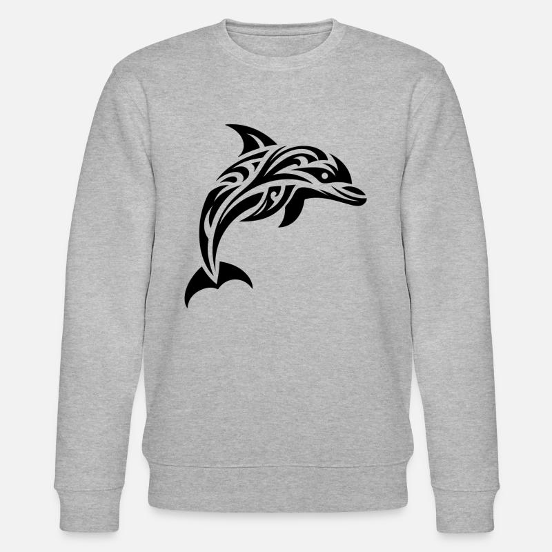 Springender süßer Tattoo Delfin - Stanley/Stella Unisex Bio-Sweatshirt CHANGER  - Grau meliert
