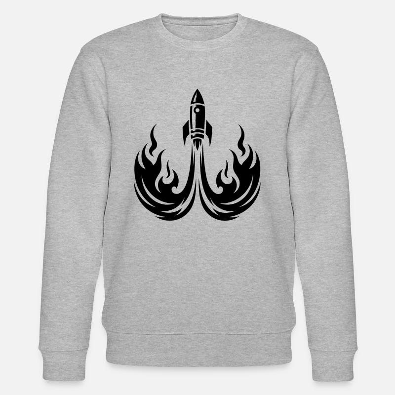 Launching spaceship in fire flames - Stanley/Stella CHANGER Unisex Organic Sweatshirt - heather grey