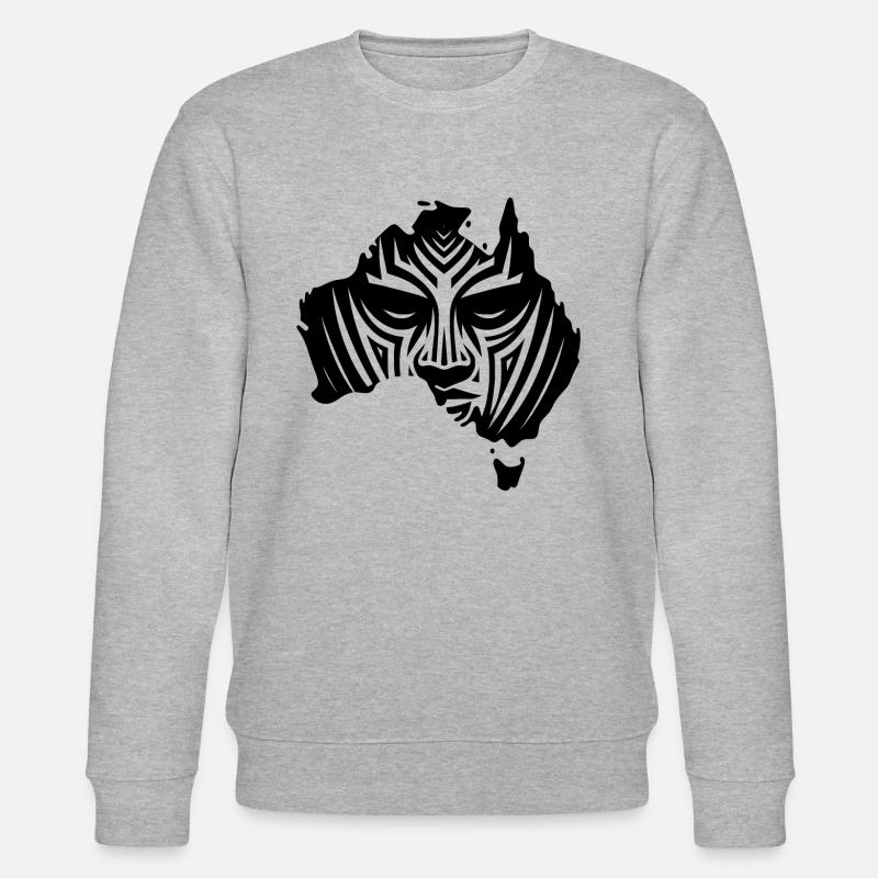 Australian continent with face - Stanley/Stella CHANGER Unisex Organic Sweatshirt - heather grey
