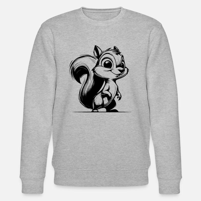 Small Pencil Squirrel Stroke Drawing - Stanley/Stella CHANGER Unisex Organic Sweatshirt - heather grey